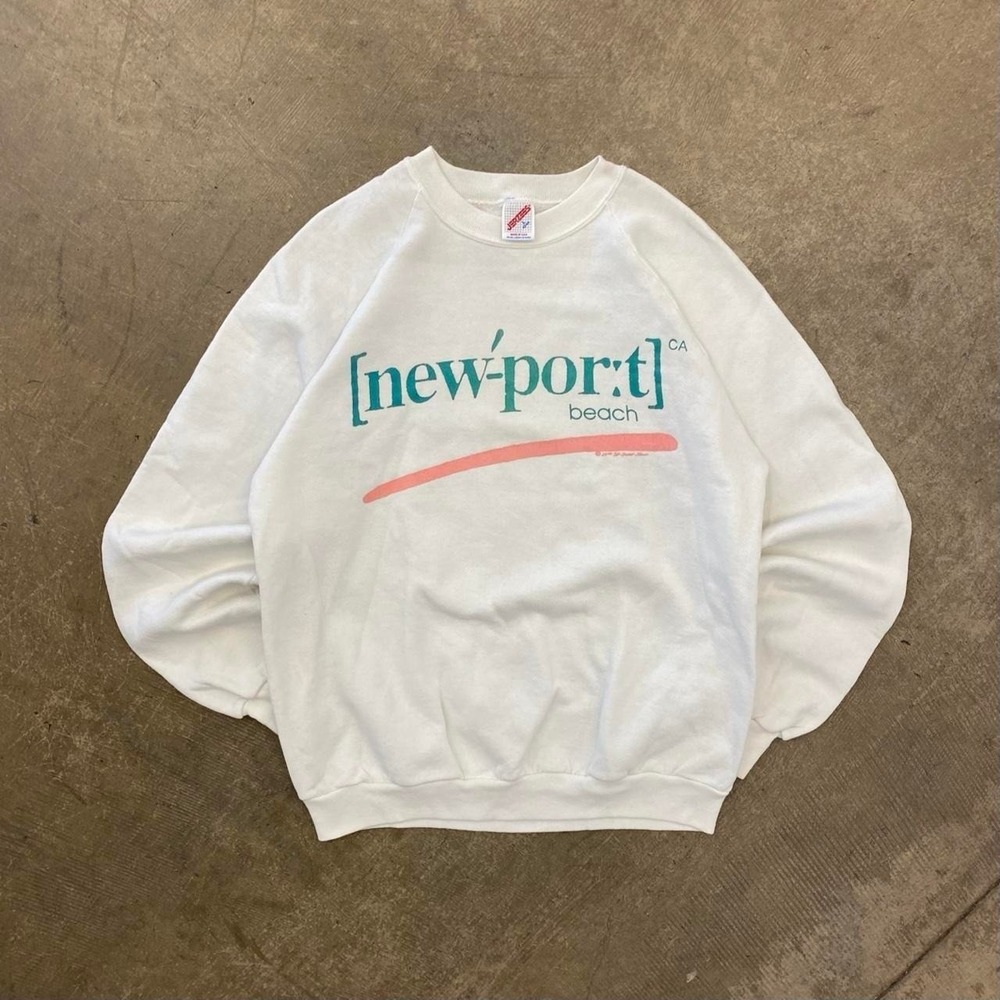 Vintage 90s Newport Beach California Jerzees Destination Crewneck Sweatshirt L
